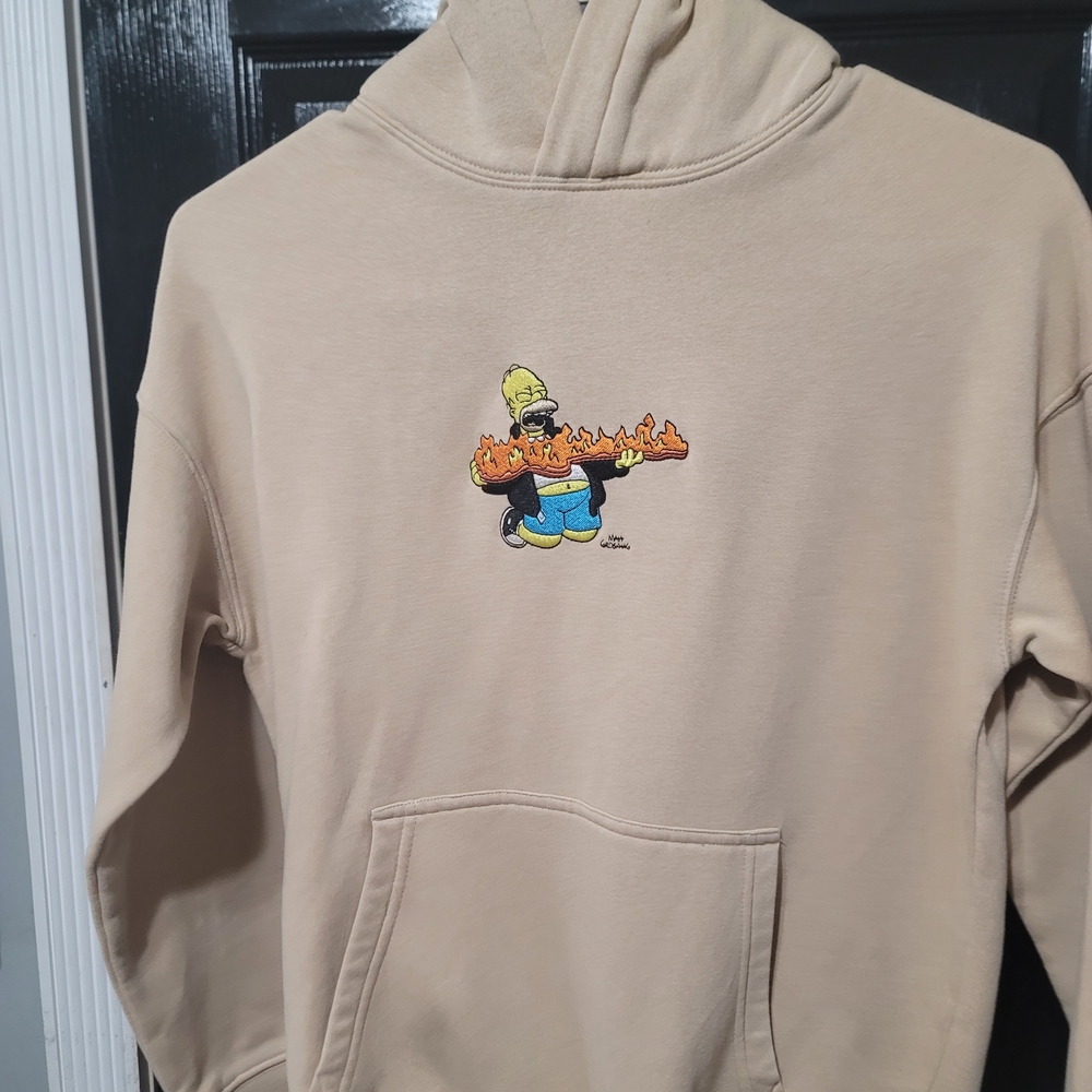 H&M Tan Hoodie with Cartoon Graphic